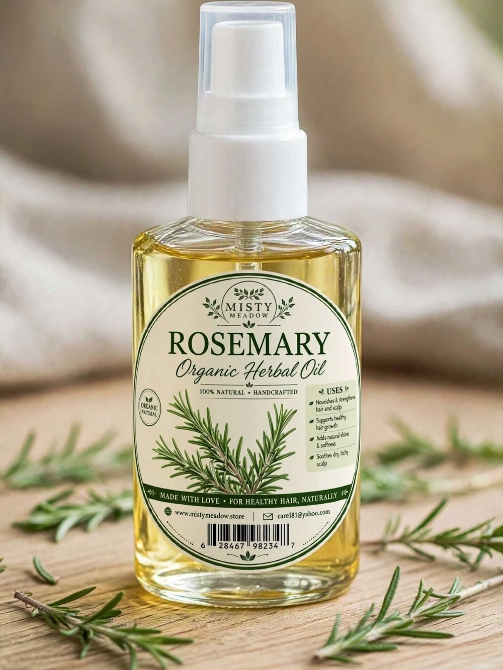 Rosemary Organic Herbal Oil - Natural Clear/Golden